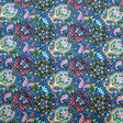 Paisley Hamsa Printed Nylon Spandex Fabric - Blue Paisley Hamsa Print, 55/56" Width (1 Yard)