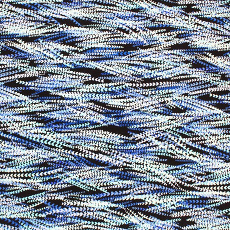Fronds In The Wind Nylon Spandex Fabric - Blue Fronds Print, 55/56" Width (1 Yard)