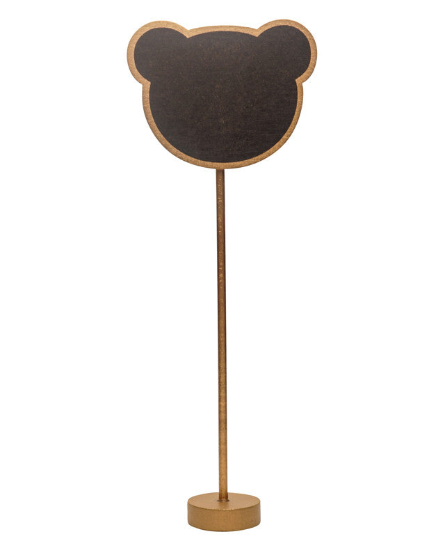 4" x 10 1/2" Gold Bear Shaped Chalk Board Table Number - Pack of 12