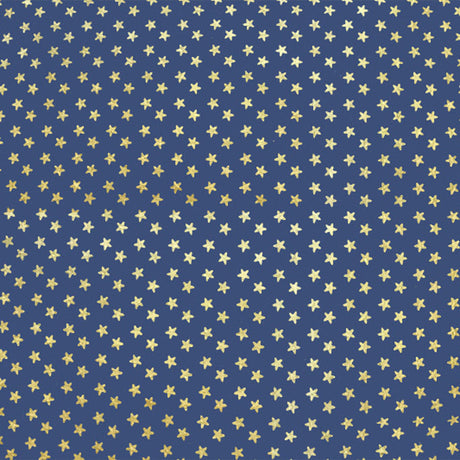 Gold Stars On Navy Foiled Nylon Spandex Fabric - Navy Gold Stars, 55/56" Width (1 Yard)