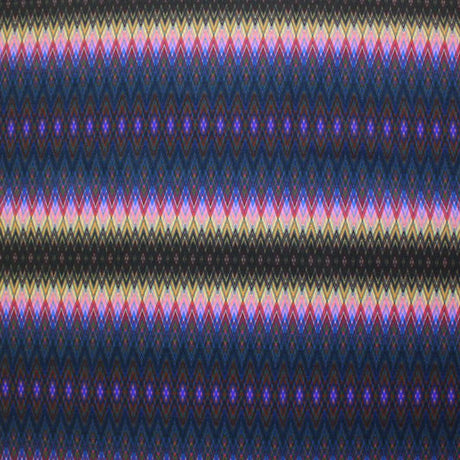 Fun Tribal Stripe Printed Nylon Spandex Fabric - Blue Tribal Stripe Print, 55/56" Width (1 Yard)