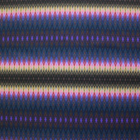 Fun Tribal Stripe Printed Nylon Spandex Fabric - Blue Tribal Stripe Print, 55/56" Width (1 Yard)