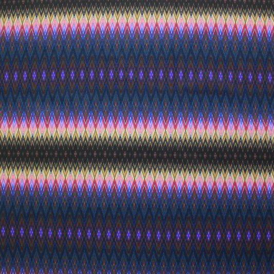 Fun Tribal Stripe Printed Nylon Spandex Fabric - Blue Tribal Stripe Print, 55/56" Width (1 Yard)