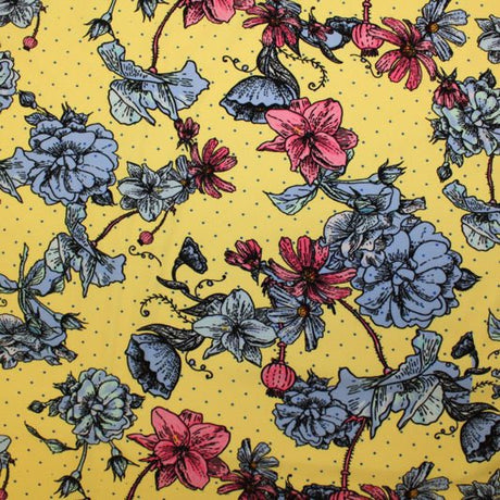 Printed Spandex Dotted Poppy Blue
