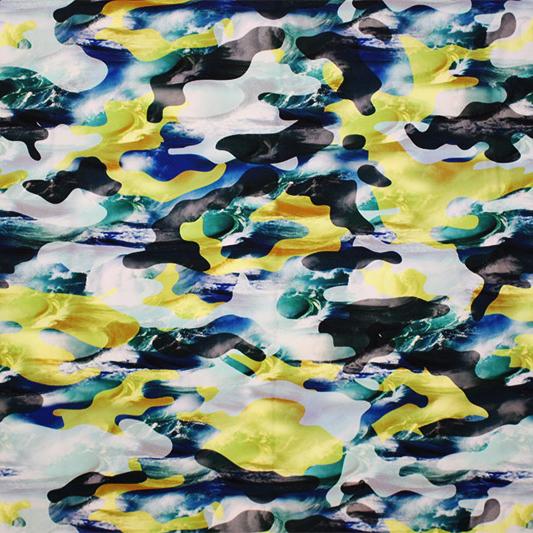 Printed Spandex Multi Color Camo