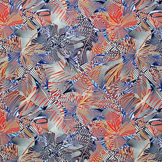 Printed Spandex Orange Blue Rays