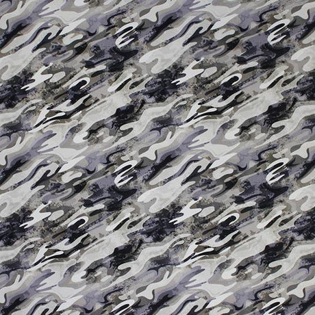 Printed Spandex Neutral Gray Camo