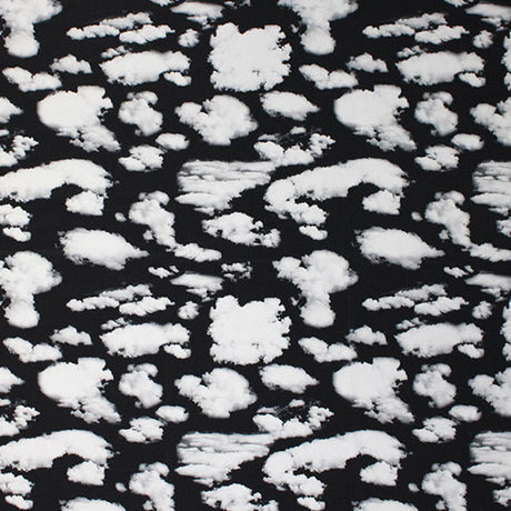 Midnight Clouds Printed Nylon Spandex Fabric - Blue Clouds Print, 55/56" Width (1 Yard)