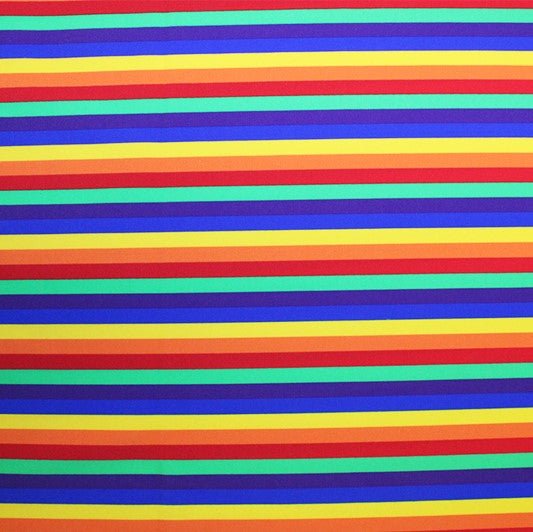 Printed Spandex Rainbow Stripes