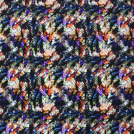 Abstract Reptile Skin Printed Nylon Spandex Fabric - Blue, Reptile Skin Print, 55/56" Width (1 Yard)
