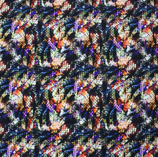 Abstract Reptile Skin Printed Nylon Spandex Fabric - Blue, Reptile Skin Print, 55/56" Width (1 Yard)