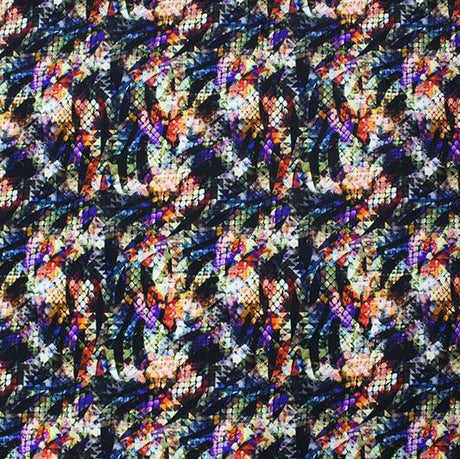 Abstract Reptile Skin Printed Nylon Spandex Fabric - Blue, Reptile Skin Print, 55/56" Width (1 Yard)