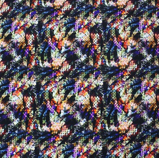 Printed Spandex Fabric Abstract Reptile Skin Blue