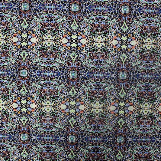 Printed Spandex Abstract Blue Black