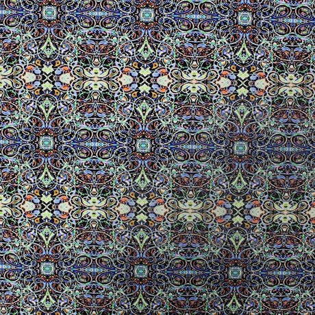 Printed Spandex Abstract Blue Black