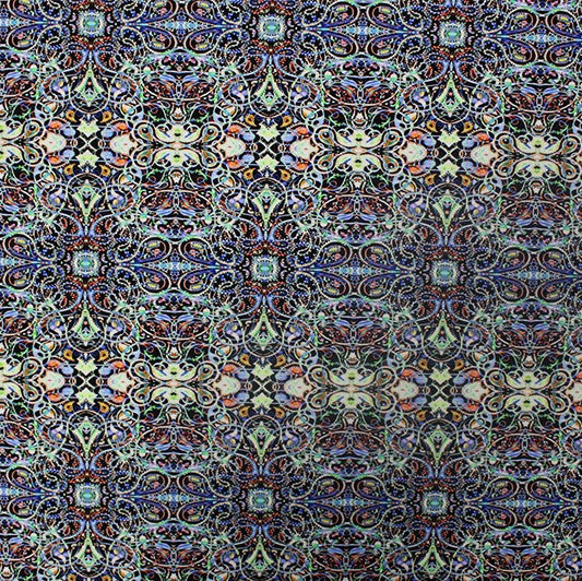 Dream Abstract Printed Nylon Spandex Fabric - Blue Abstract Print, 55/56" Width (1 Yard)