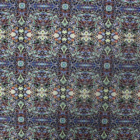 Dream Abstract Printed Nylon Spandex Fabric - Blue Abstract Print, 55/56" Width (1 Yard)