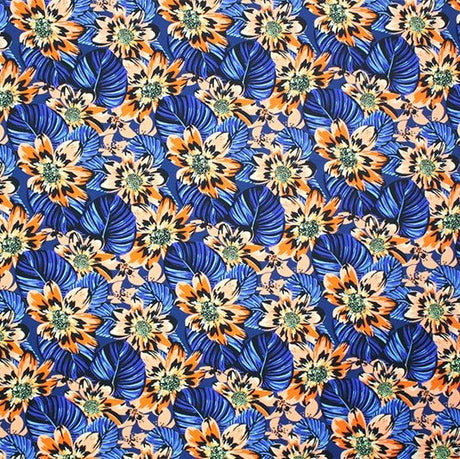 Printed Spandex Secret Garden Floral Blue