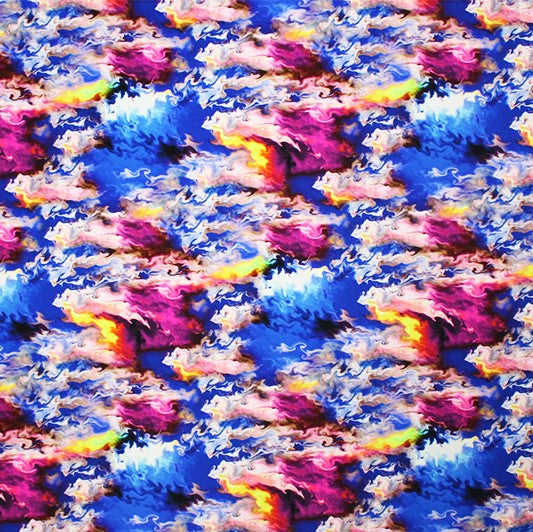 Resin Pour Printed Nylon Spandex Fabric - Blue Resin Pour Print, 55/56" Width (1 Yard)