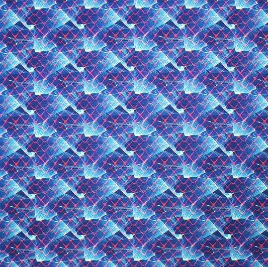 Printed Spandex Blue Waves