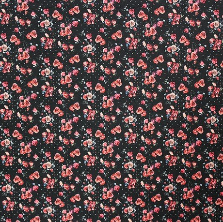 Printed Spandex Rose Garden Black