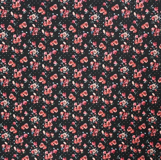 Printed Spandex Rose Garden Black