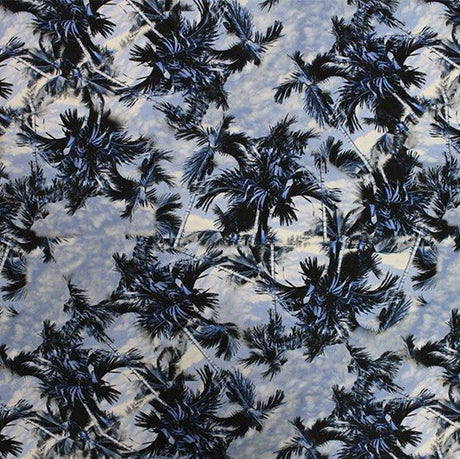 Printed Spandex Blue Palm Tree
