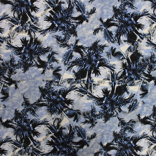 Printed Spandex Blue Palm Tree