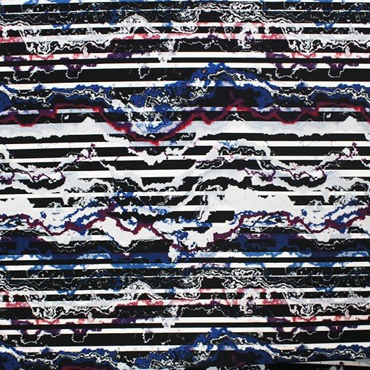 Distressed Stripes Printed Nylon Spandex Fabric - Blue Distressed Stripes, 55/56" Width (1 Yard)
