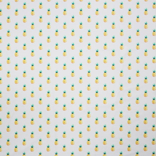 Pineapple Printed Nylon Spandex Fabric - Blue Pineapple Print, 55/56" Width (1 Yard)