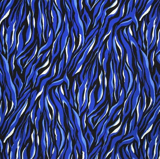 Wavy Waves Printed Nylon Spandex Fabric - Blue Wavy Waves Print, 55/56" Width (1 Yard)