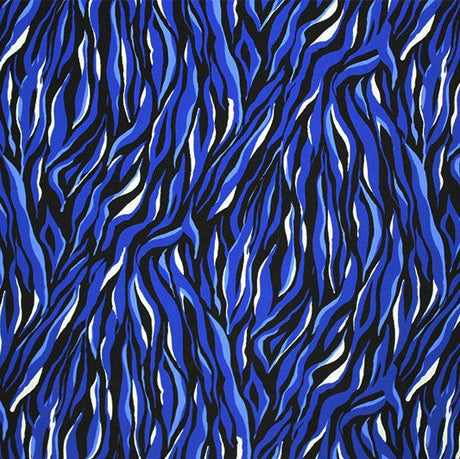 Wavy Waves Printed Nylon Spandex Fabric - Blue Wavy Waves Print, 55/56" Width (1 Yard)