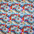Printed Spandex Fabric Abstract Wild Flower Blue