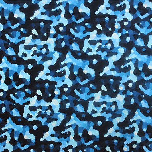 Water Droplets Printed Nylon Spandex Fabric - Blue Water Droplets Print, 55/56" Width (1 Yard)