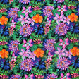 Pandora's Garden Printed Nylon Spandex Fabric - Blue Floral Print, 55/56" Width (1 Yard)
