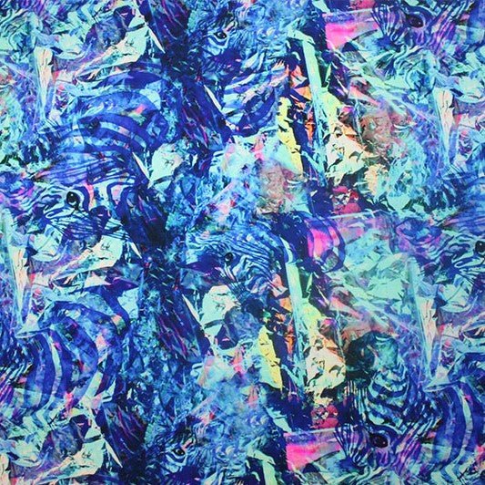 Printed Spandex Abstract Zebra Blue