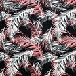 Pink Palms On Black Printed Nylon Spandex Fabric - Black, Pink Palm Print, 55/56" Width (1 Yard)