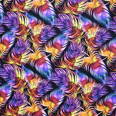 Printed Spandex Rainbow Palms Leaves