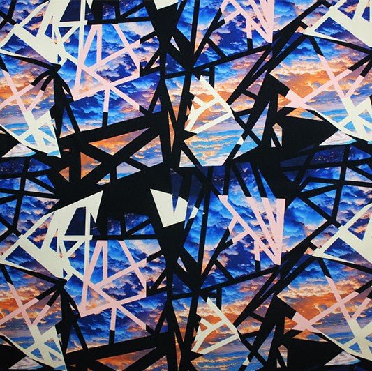 Printed Spandex Geometrical Skies Blue