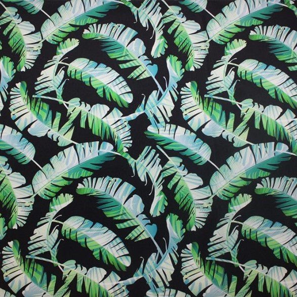 Printed Spandex Tossed Feathers Blue
