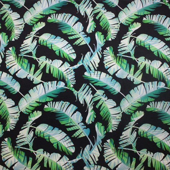 Tossed Feathers Printed Nylon Spandex Fabric - Blue Feather Print, 55/56" Width (1 Yard)