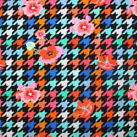 Printed Spandex Floating Poppies Blue