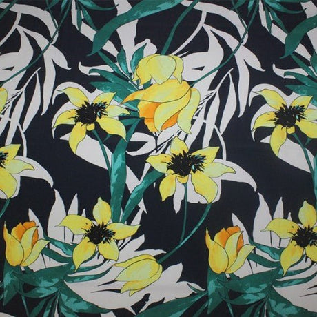 Printed Spandex Yellow Flowers