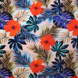 Tropical Vibes Printed Nylon Spandex Fabric - Tropical Print, Blue, 55/56" Width (1 Yard)
