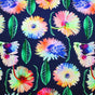 Rainbow Daisy Printed Nylon Spandex Fabric - Blue Daisy Print, 55/56" Width (1 Yard)