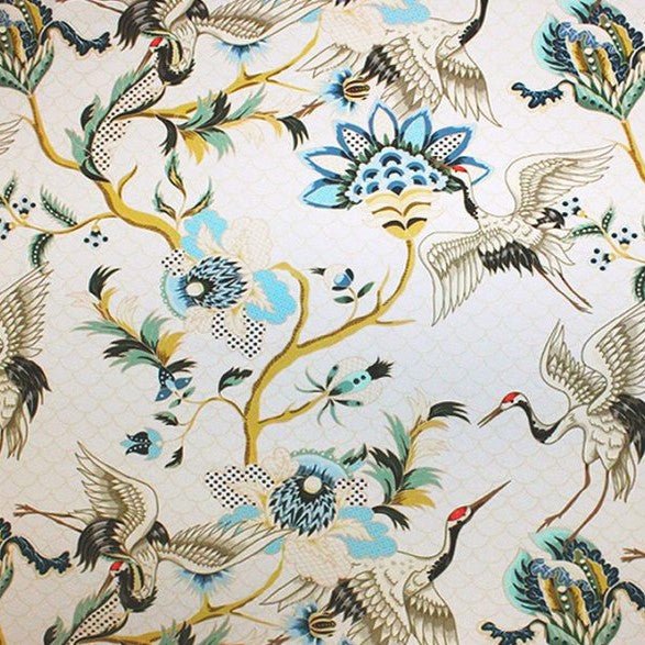 Printed Spandex Red Crown Crane