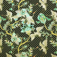 Red Crown Crane Nylon Spandex Fabric - Printed, Black/Mint, White/Blue, 55/56" Width (1 Yard)