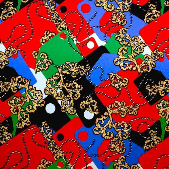 Printed Spandex Blue Abstract