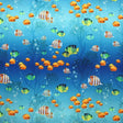 Printed Spandex Aquarium Blue