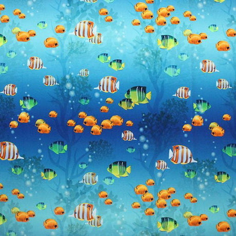 Printed Spandex Aquarium Blue